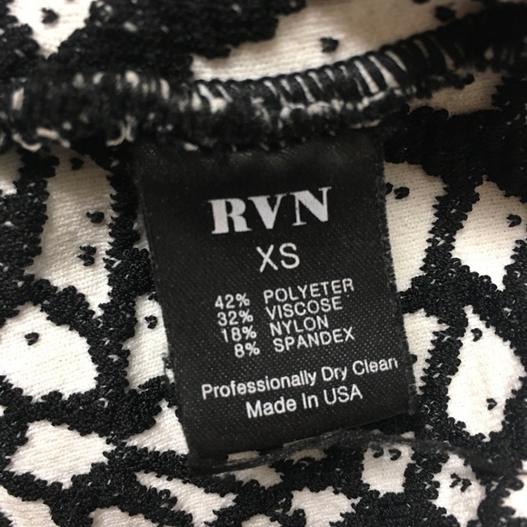 RVN Black White Jacquard BodyCon Knit Dress - Picture 6 of 9